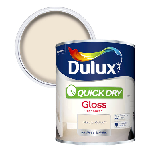 Dulux Quick Dry Gloss Paint - Natural Calico - 750ml