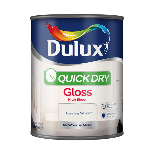 Dulux Quick Dry Gloss Paint - Jasmine White - 750ml