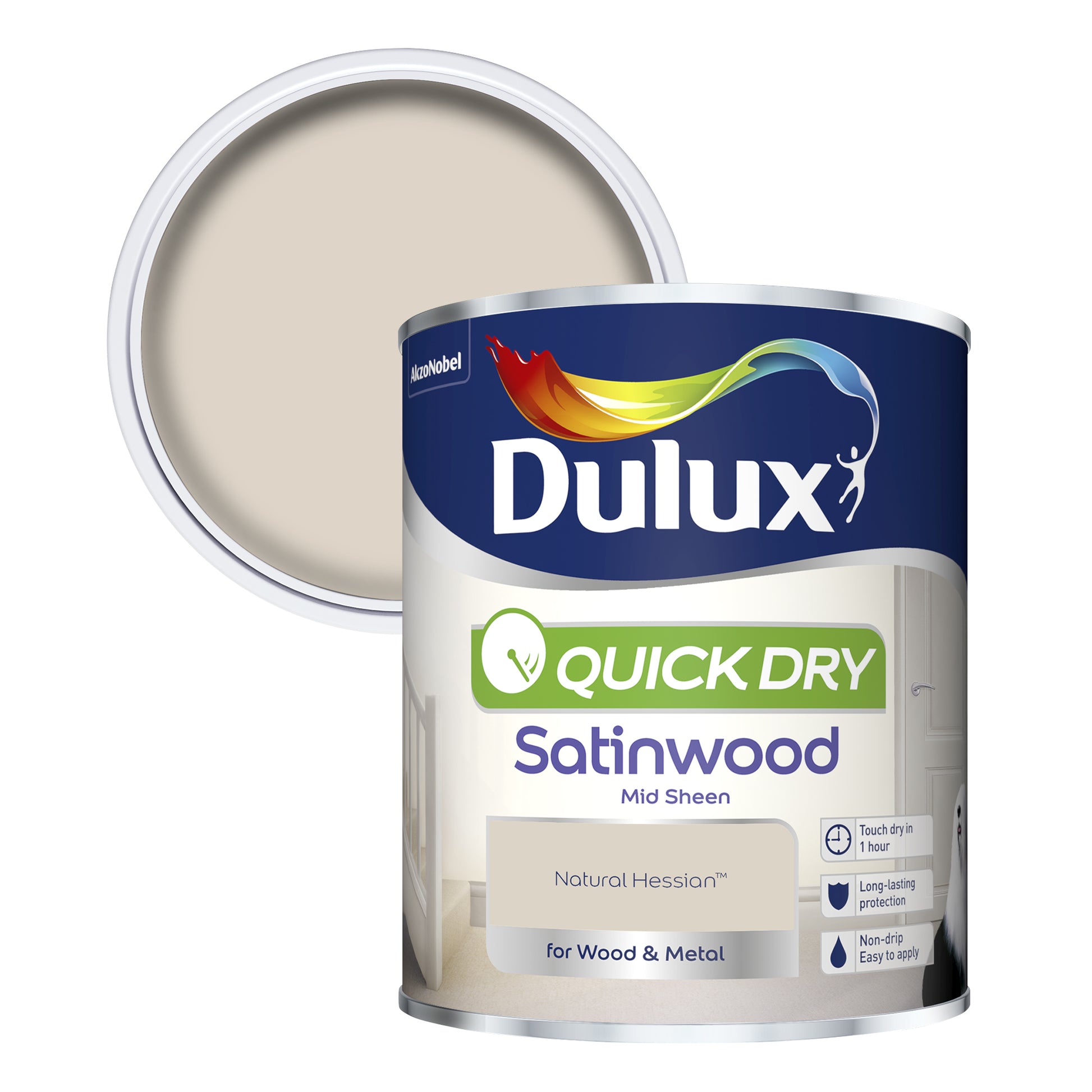 Dulux Quick Dry Satinwood Paint - Natural Hessian - 750ml