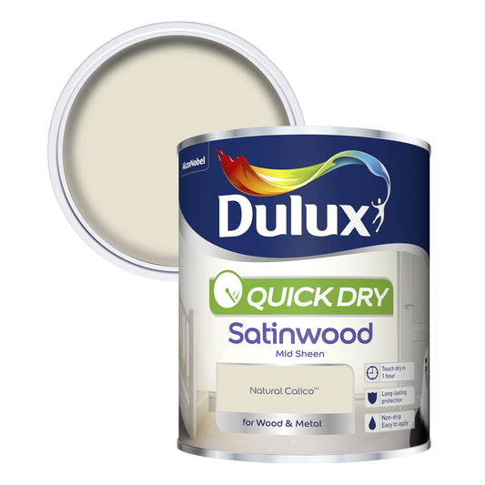 Dulux Quick Dry Satinwood Paint - Natural Calico - 750ml