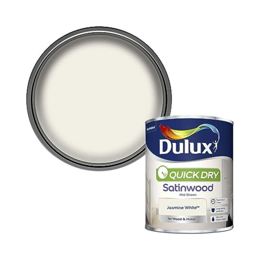 Dulux Quick Dry Satinwood Paint - Jasmine White - 750ml