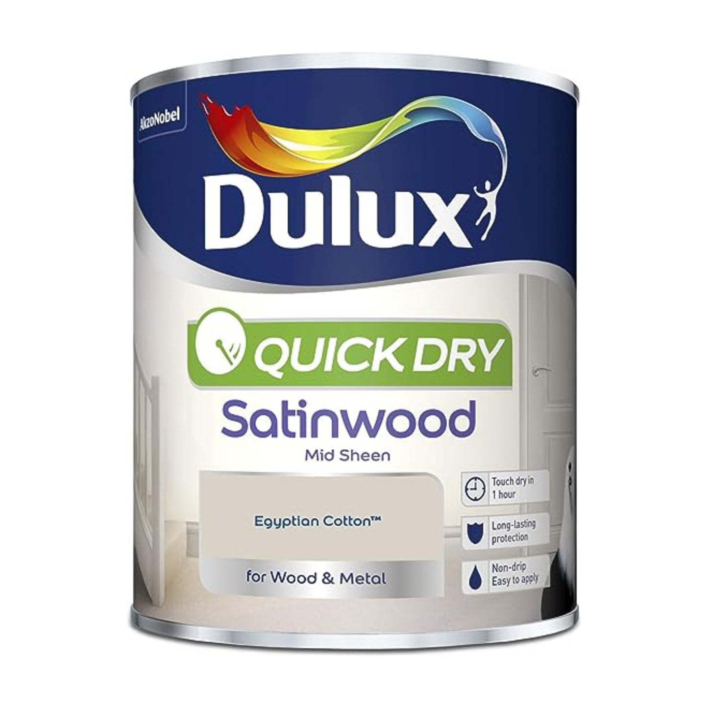 Dulux Quick Dry Satinwood Paint - Egyptian Cotton - 750ml