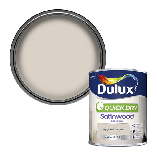 Dulux Quick Dry Satinwood Paint - Egyptian Cotton - 750ml