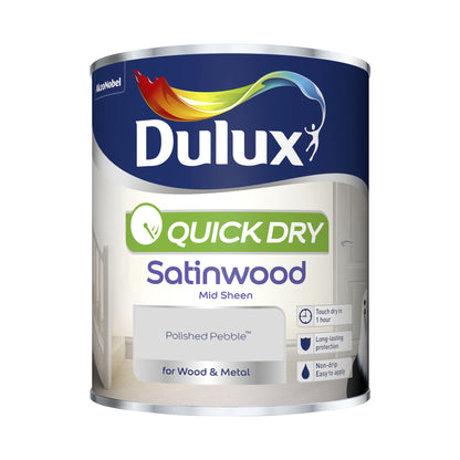 Dulux Quick Dry Satinwood Paint - Polished Pebble - 750ml