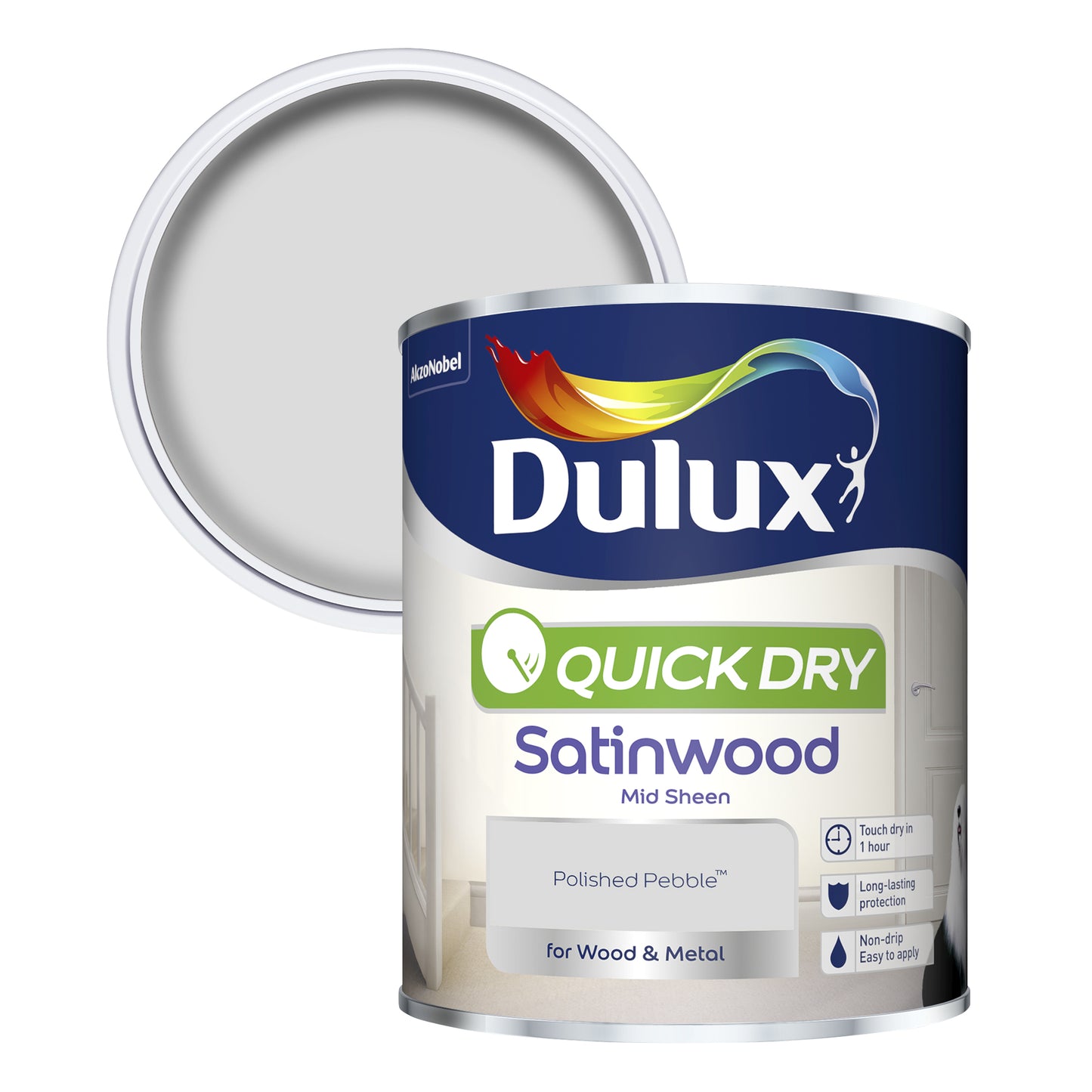 Dulux Quick Dry Satinwood Paint - Polished Pebble - 750ml