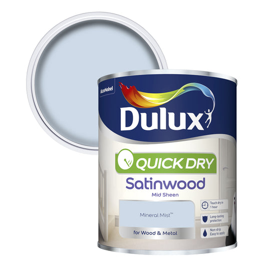 Dulux Quick Dry Satinwood Paint - Mineral Mist - 750ml