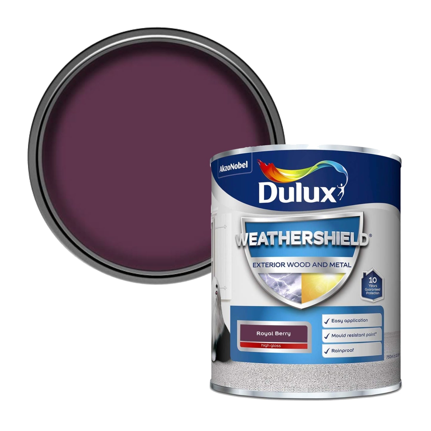 Dulux Weathershield High Gloss Paint - Royal Berry - 750ml