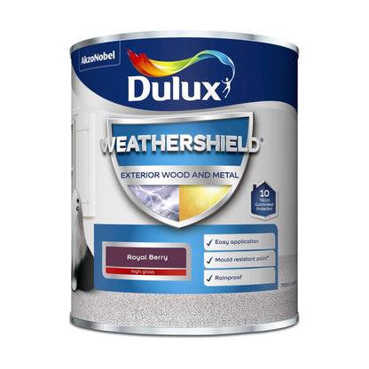 Dulux Weathershield High Gloss Paint - Royal Berry - 750ml