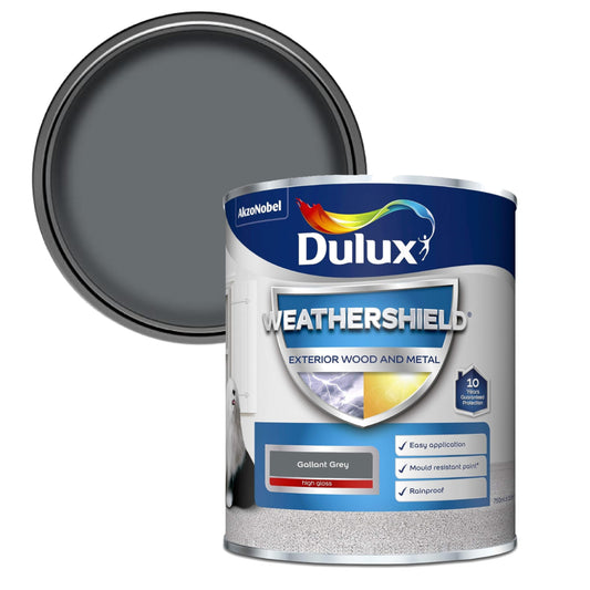 Dulux Weathershield High Gloss Paint - Gallant Grey - 750ml