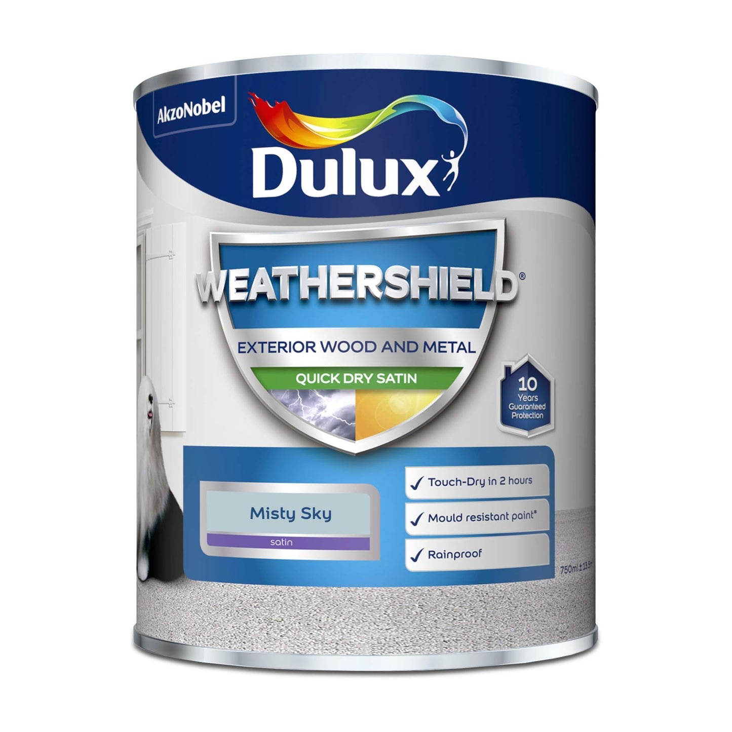 Dulux Weathershield Quick Dry Satin Paint - Misty Sky - 750ml