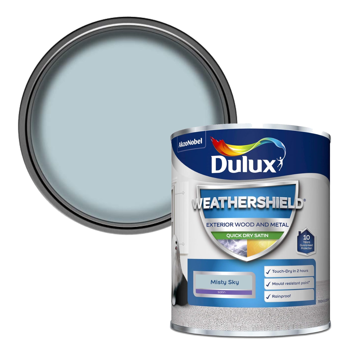 Dulux Weathershield Quick Dry Satin Paint - Misty Sky - 750ml