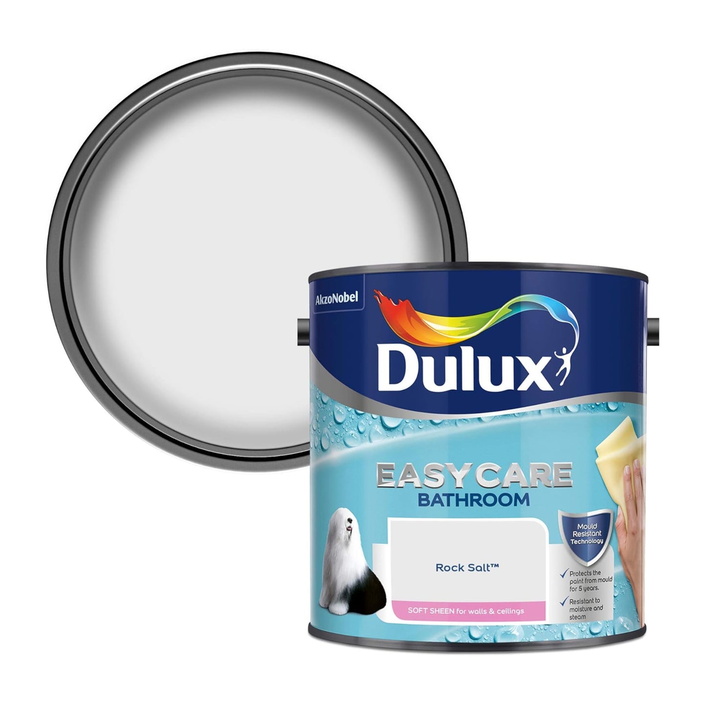 Dulux Easycare Bathroom Soft Sheen Paint - Rock Salt - 2.5 Litre