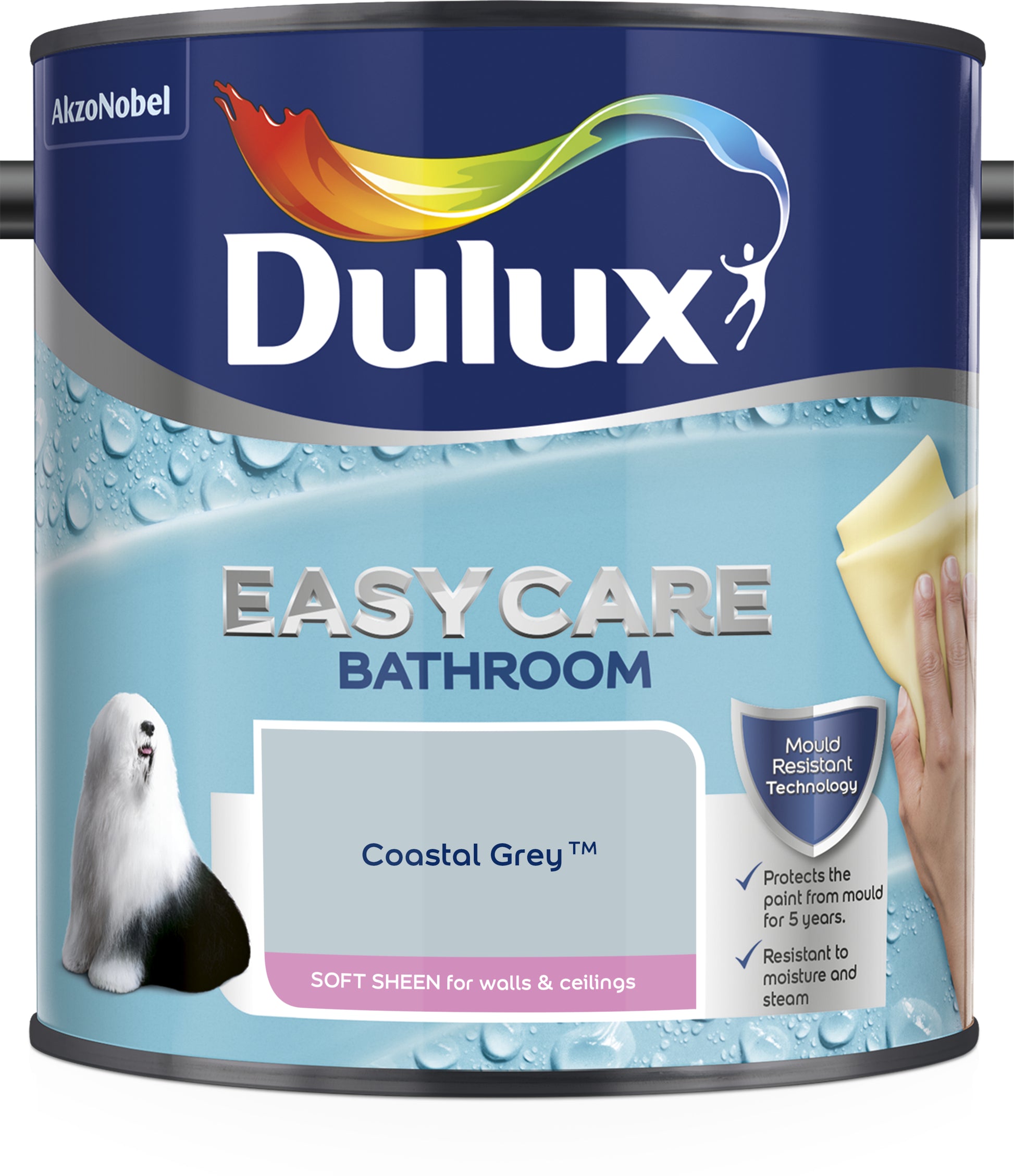 Dulux Easycare Bathroom Soft Sheen Paint - Coastal Grey - 2.5 Litre