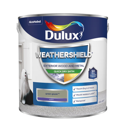 Dulux Weathershield Quick Dry Satin Paint - Green Glade - 2.5 Litre