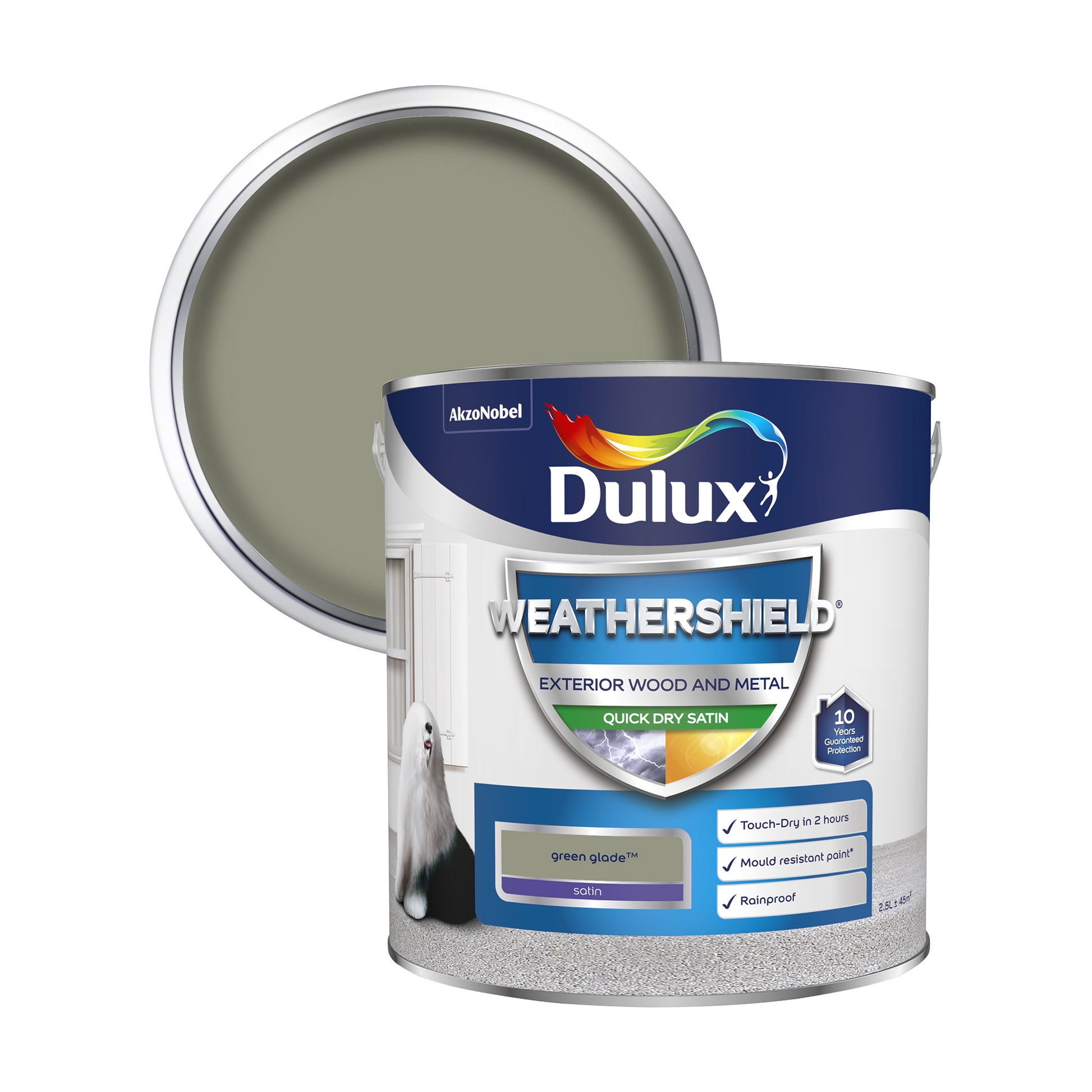 Dulux Weathershield Quick Dry Satin Paint - Green Glade - 2.5 Litre