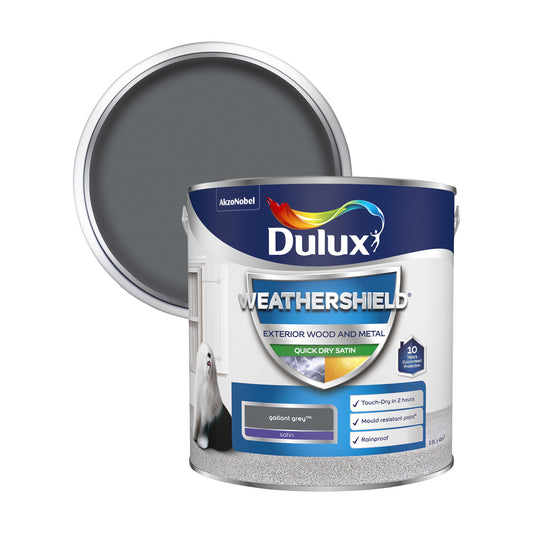 Dulux Weathershield Quick Dry Satin Paint - Gallant Grey - 2.5 Litre