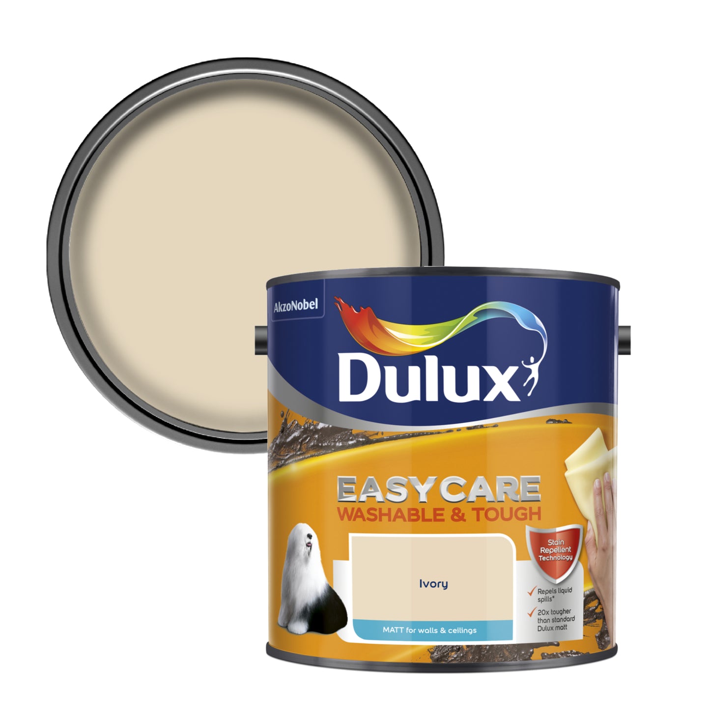 Dulux Easycare Washable & Tough Matt Paint - Ivory - 2.5 Litre