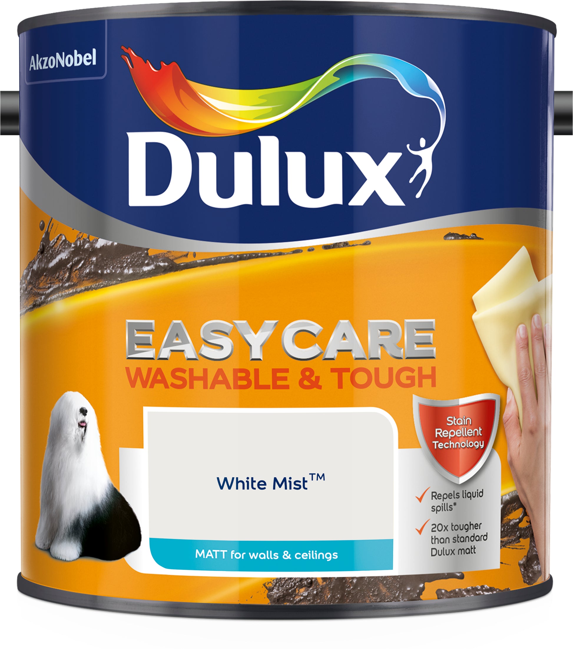 Dulux Easycare Washable & Tough Matt Paint - White Mist - 2.5 Litre