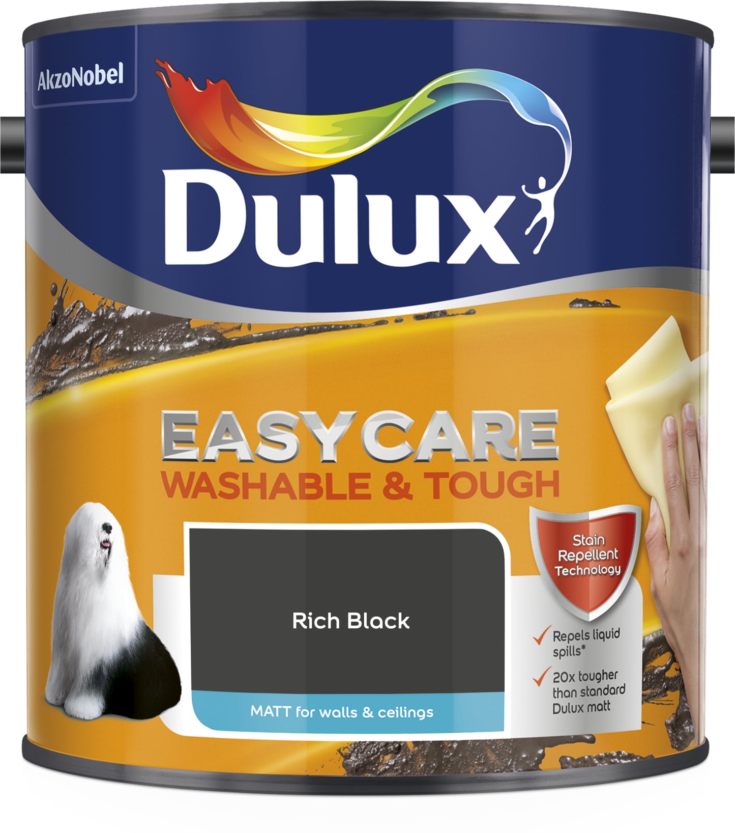 Dulux Easycare Washable & Tough Matt Paint - Rich Black - 2.5 Litre