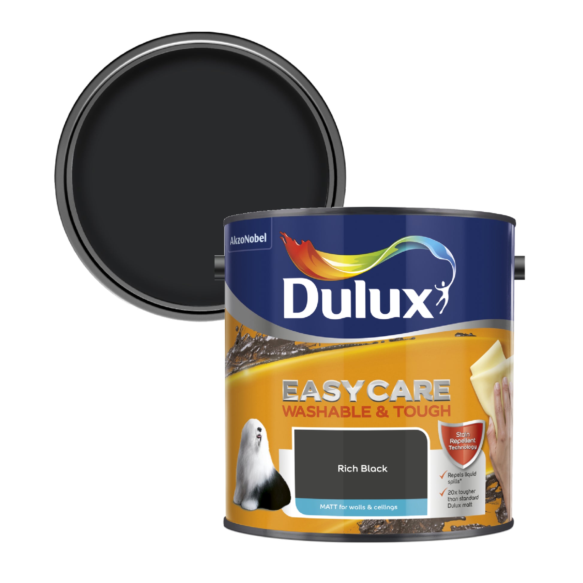 Dulux Easycare Washable & Tough Matt Paint - Rich Black - 2.5 Litre