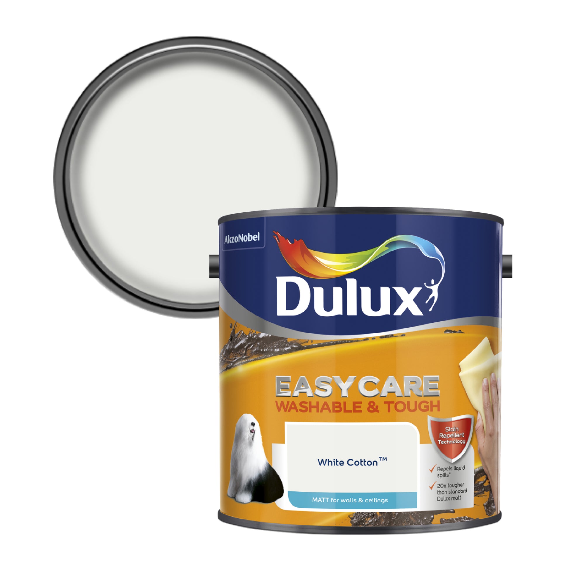 Dulux Easycare Washable & Tough Matt Paint - White Cotton - 2.5 Litre