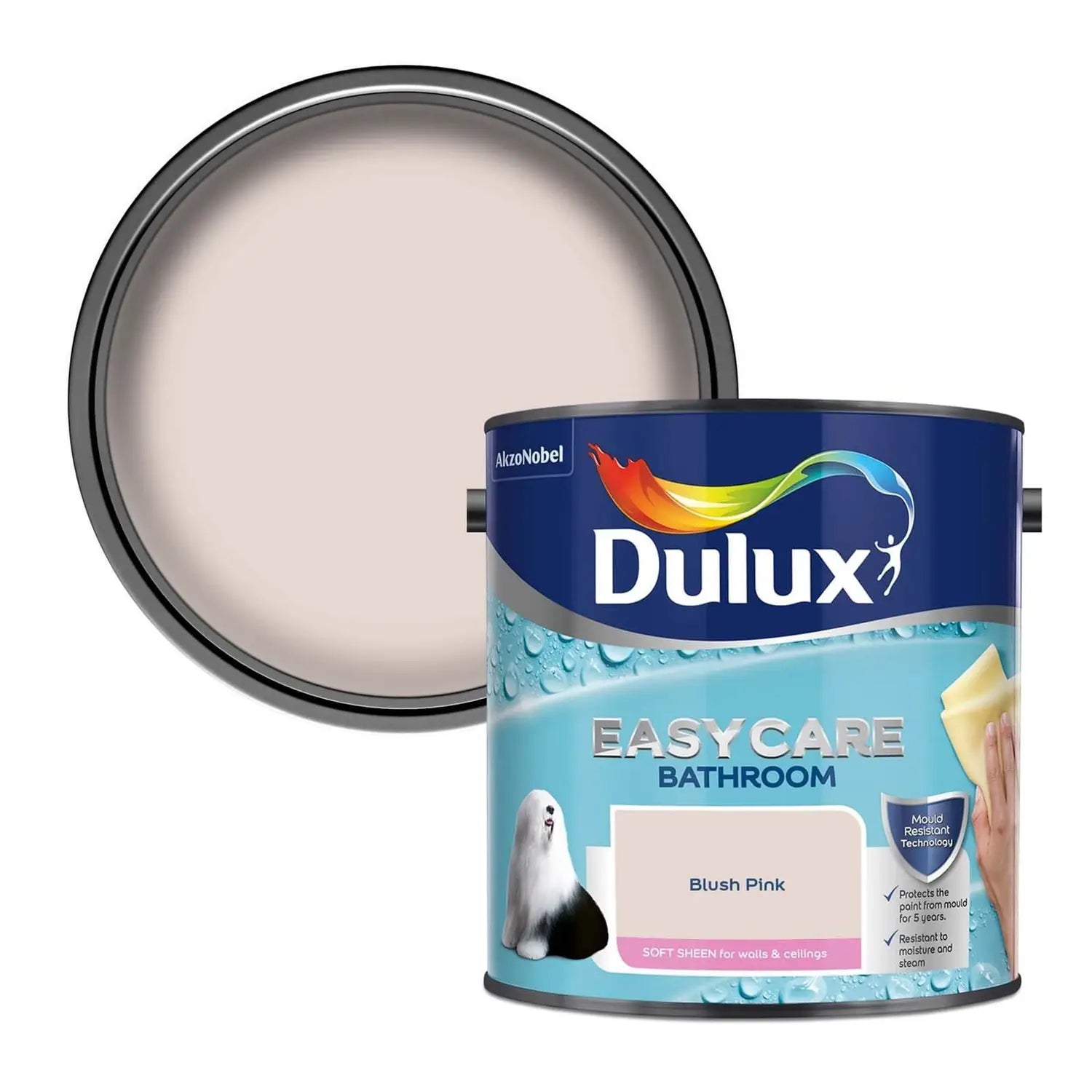 Dulux Easycare Bathroom Soft Sheen Paint - Blush Pink - 2.5 Litre