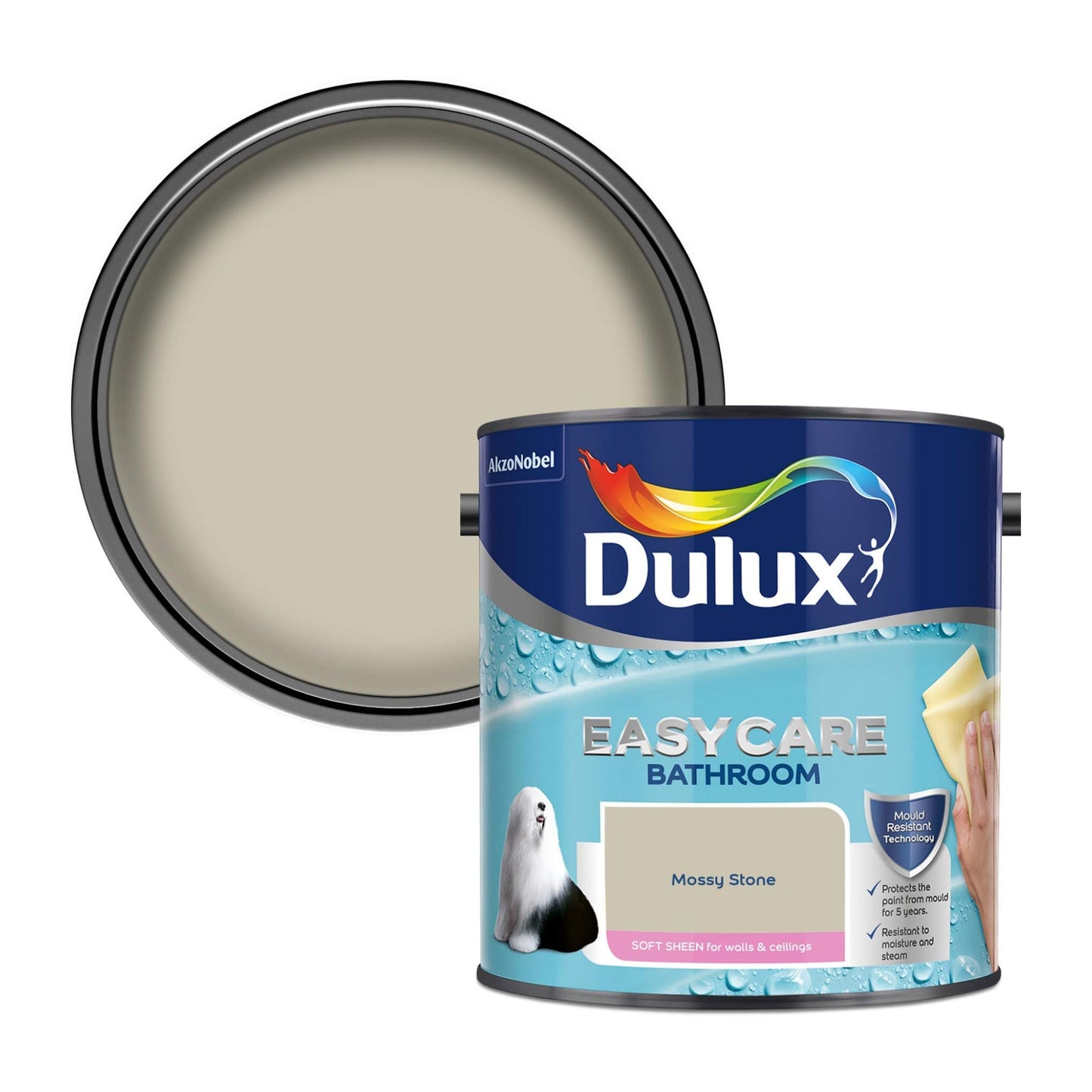 Dulux Easycare Bathroom Soft Sheen Paint - Mossy Stone - 2.5 Litre