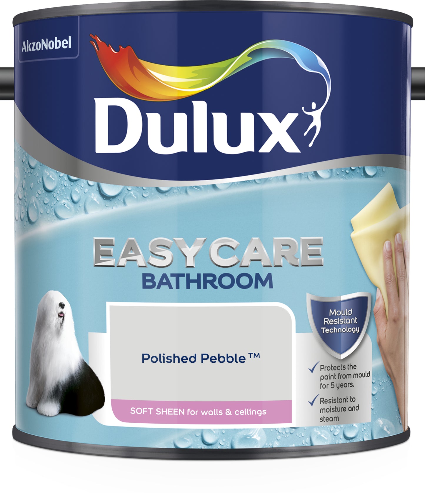 Dulux Easycare Bathroom Soft Sheen Paint - Polished Pebble - 2.5 Litre