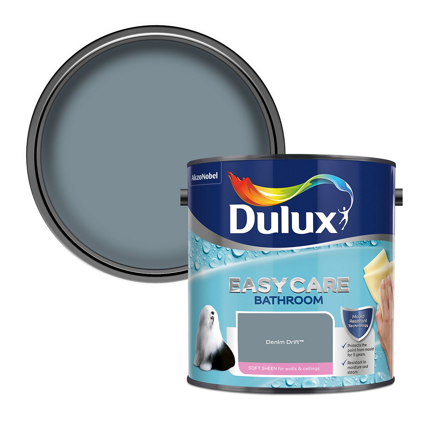 Dulux Easycare Bathroom Soft Sheen Paint - Denim Drift - 2.5 Litre