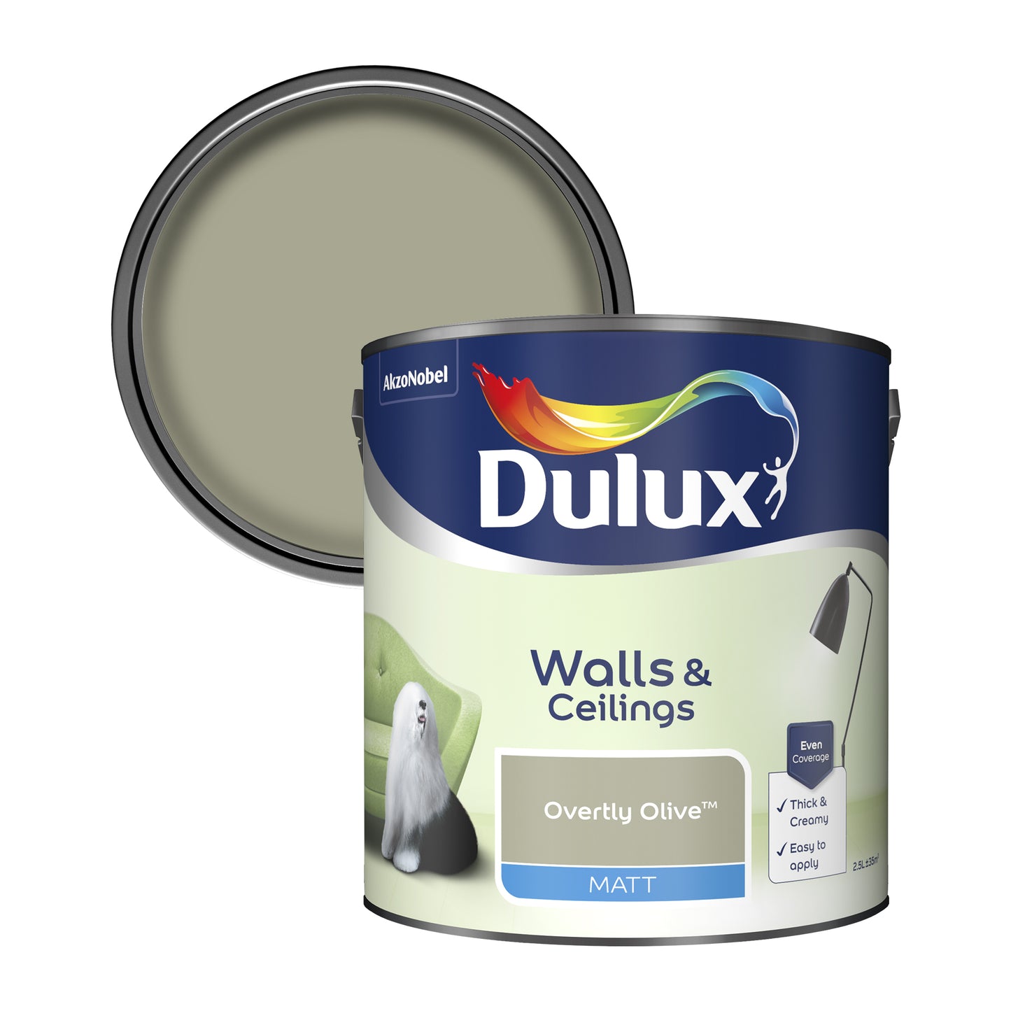 Dulux Matt Paint - Overtly Olive - 2.5 Litre