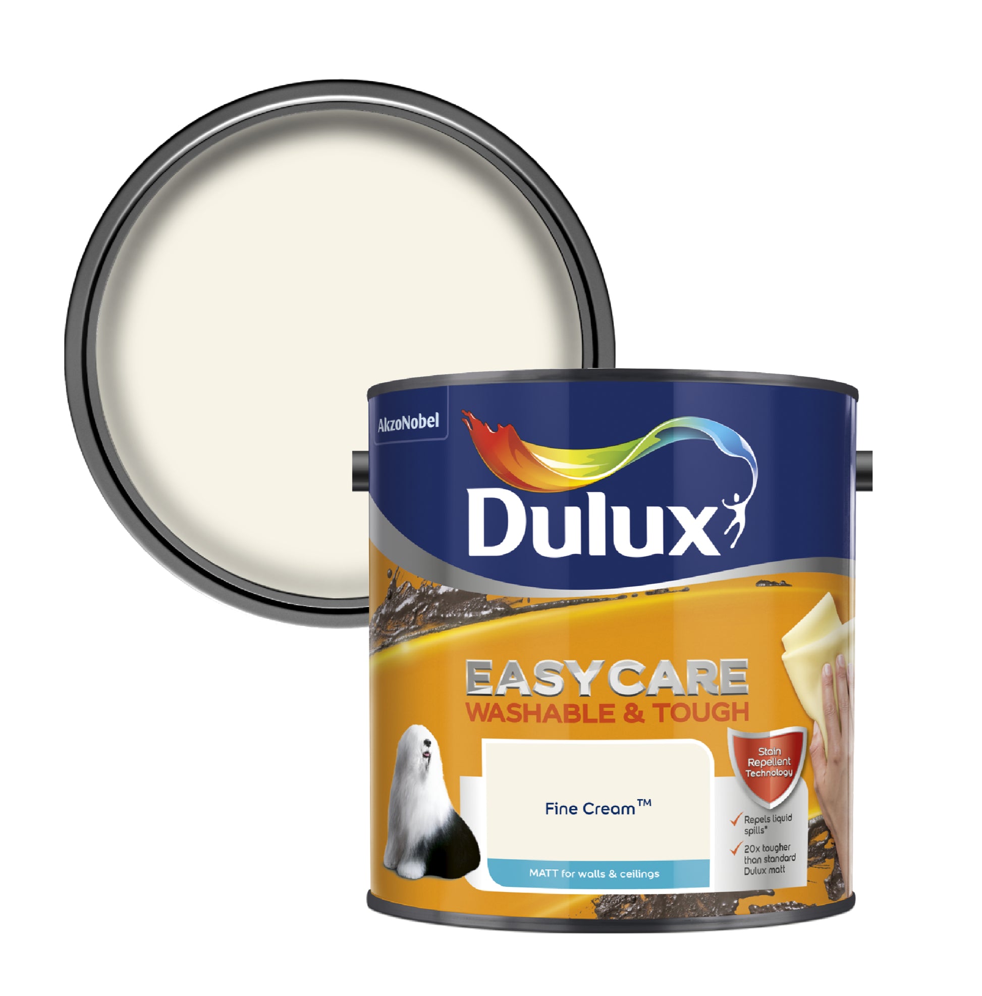 Dulux Easycare Washable & Tough Matt Paint - Fine Cream - 2.5 Litre