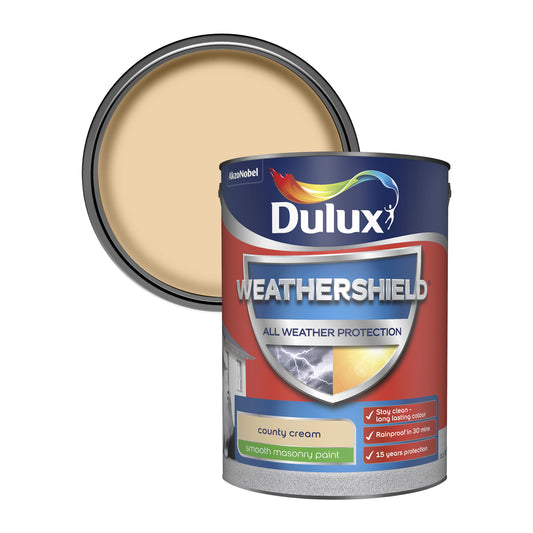 Dulux Weathershield All Weather Protection Smooth Masonry Paint - County Cream - 250ml