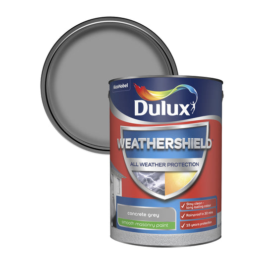 Dulux Weathershield All Weather Protection Smooth Masonry Paint - Concrete Grey - 250ml