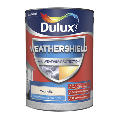 Dulux Weathershield All Weather Protection Textured Masonry Paint - Magnolia - 5 Litre