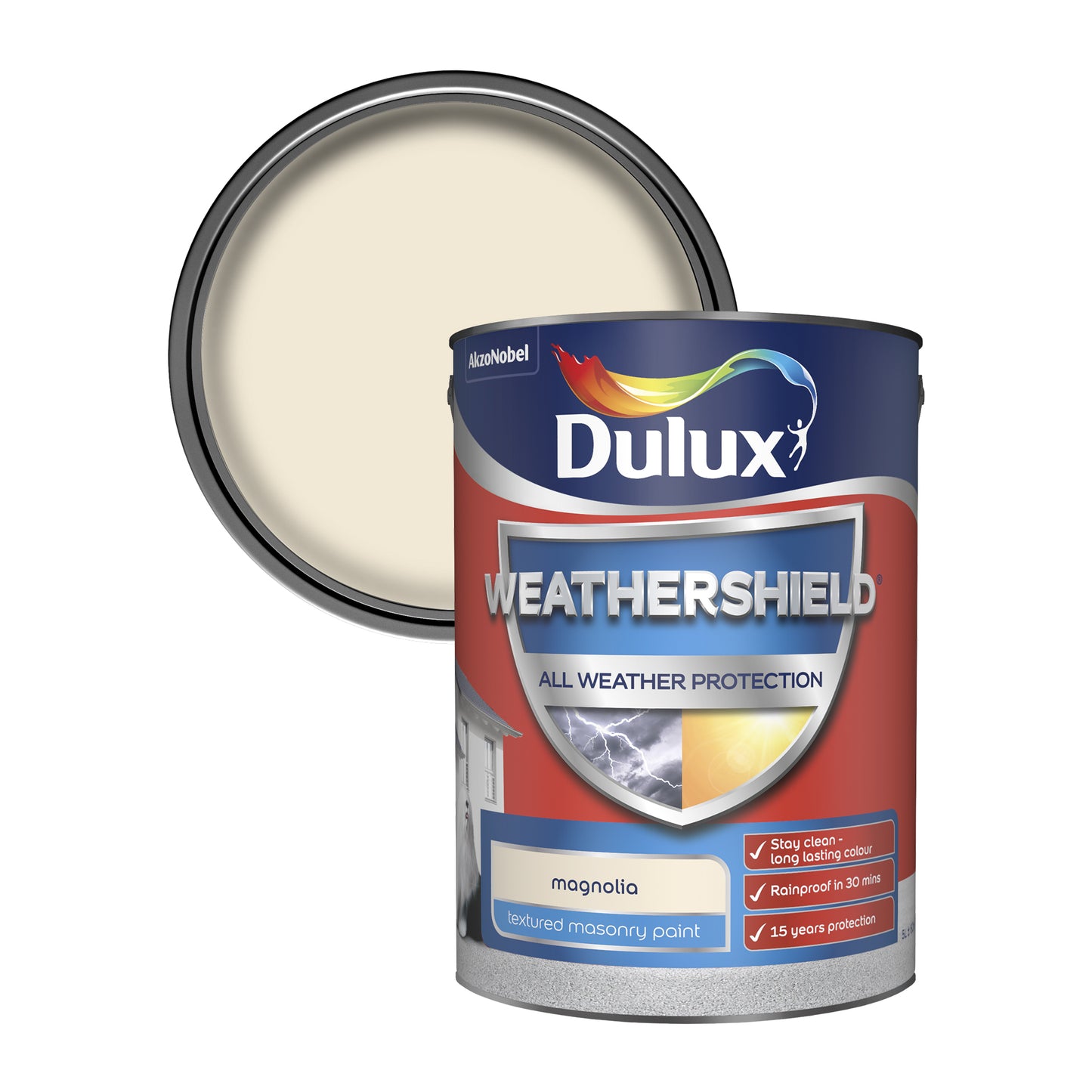 Dulux Weathershield All Weather Protection Textured Masonry Paint - Magnolia - 5 Litre