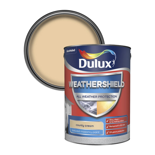 Dulux Weathershield All Weather Protection Textured Masonry Paint - County Cream - 5 Litre