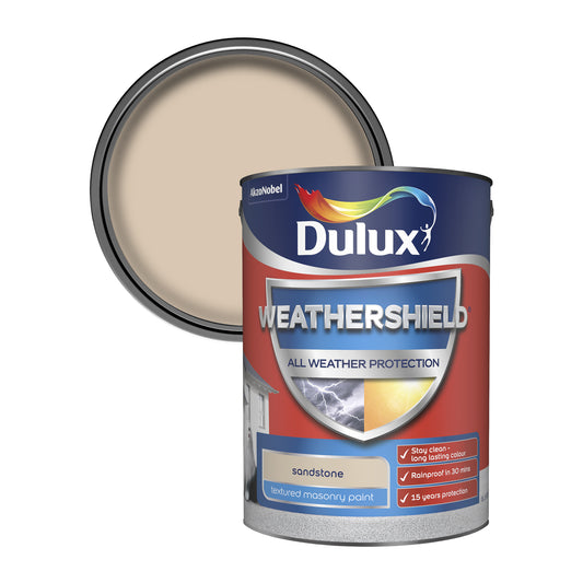 Dulux Weathershield All Weather Protection Textured Masonry Paint - Sandstone - 5 Litre