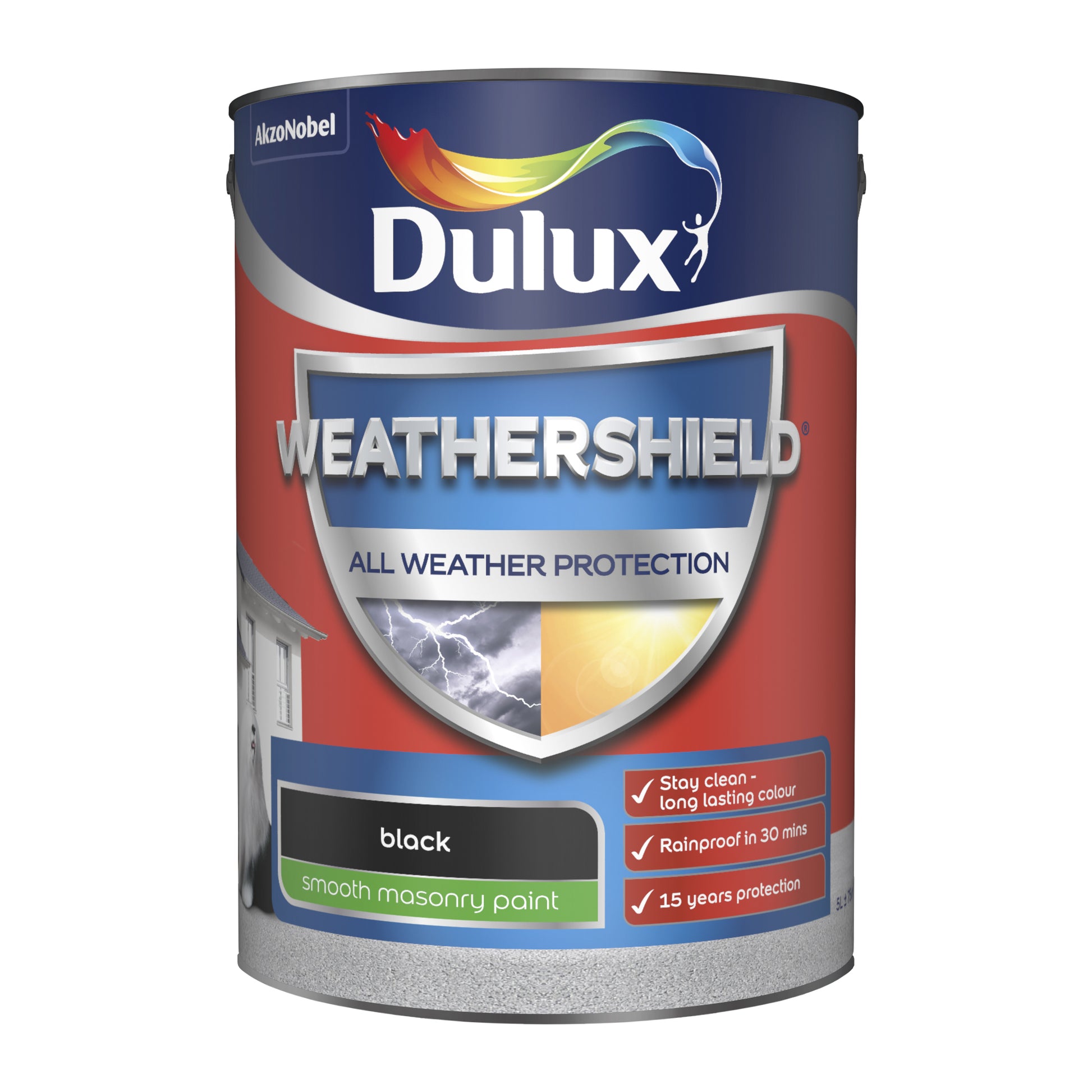 Dulux Weathershield All Weather Protection Smooth Masonry Paint - Black - 250ml