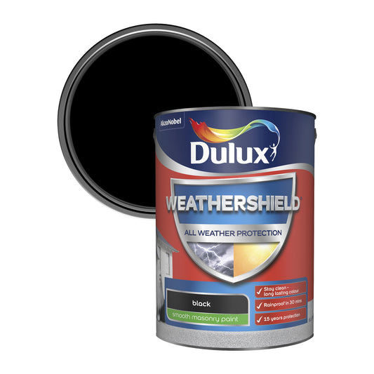 Dulux Weathershield All Weather Protection Smooth Masonry Paint - Black - 250ml