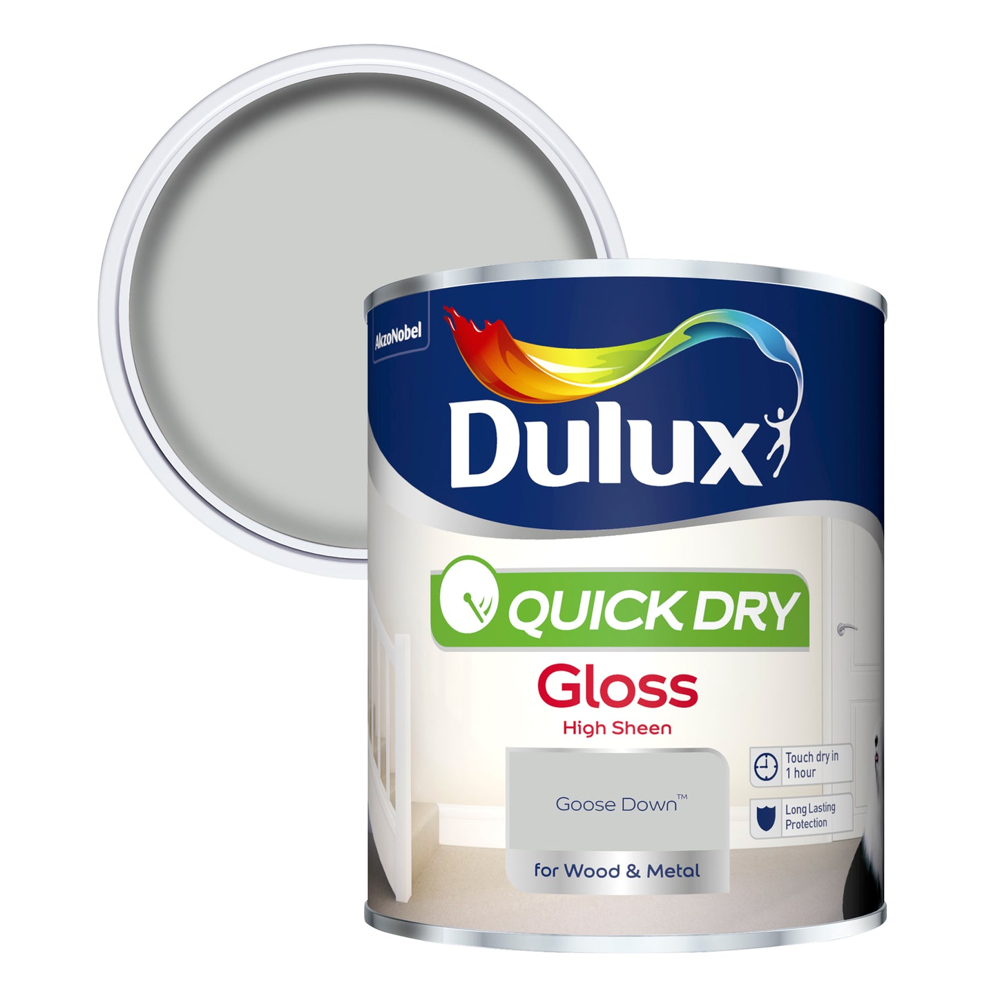 Dulux Quick Dry Gloss Paint - Goose Down - 750ml