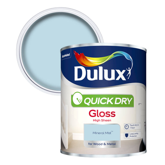 Dulux Quick Dry Gloss Paint - Mineral Mist - 750ml