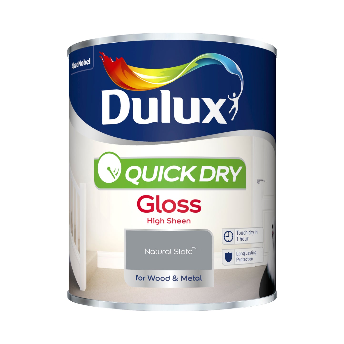 Dulux Quick Dry Gloss Paint - Natural Slate - 750ml