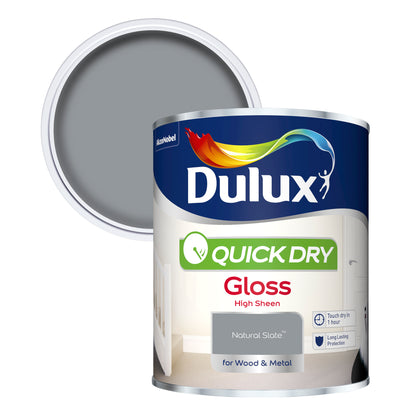 Dulux Quick Dry Gloss Paint - Natural Slate - 750ml