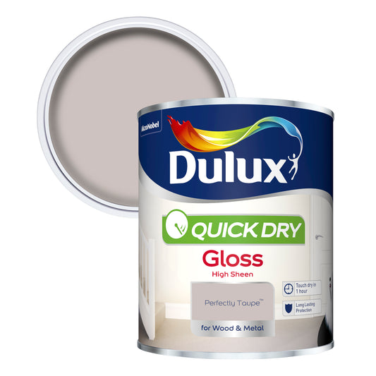 Dulux Quick Dry Gloss Paint - Perfectly Taupe - 750ml