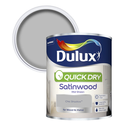 Dulux Quick Dry Satinwood Paint - Chic Shadow - 750ml