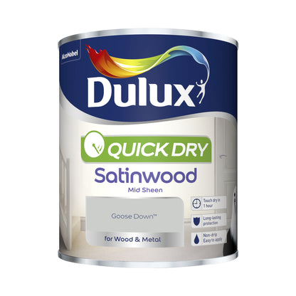 Dulux Quick Dry Satinwood Paint - Goose Down - 750ml