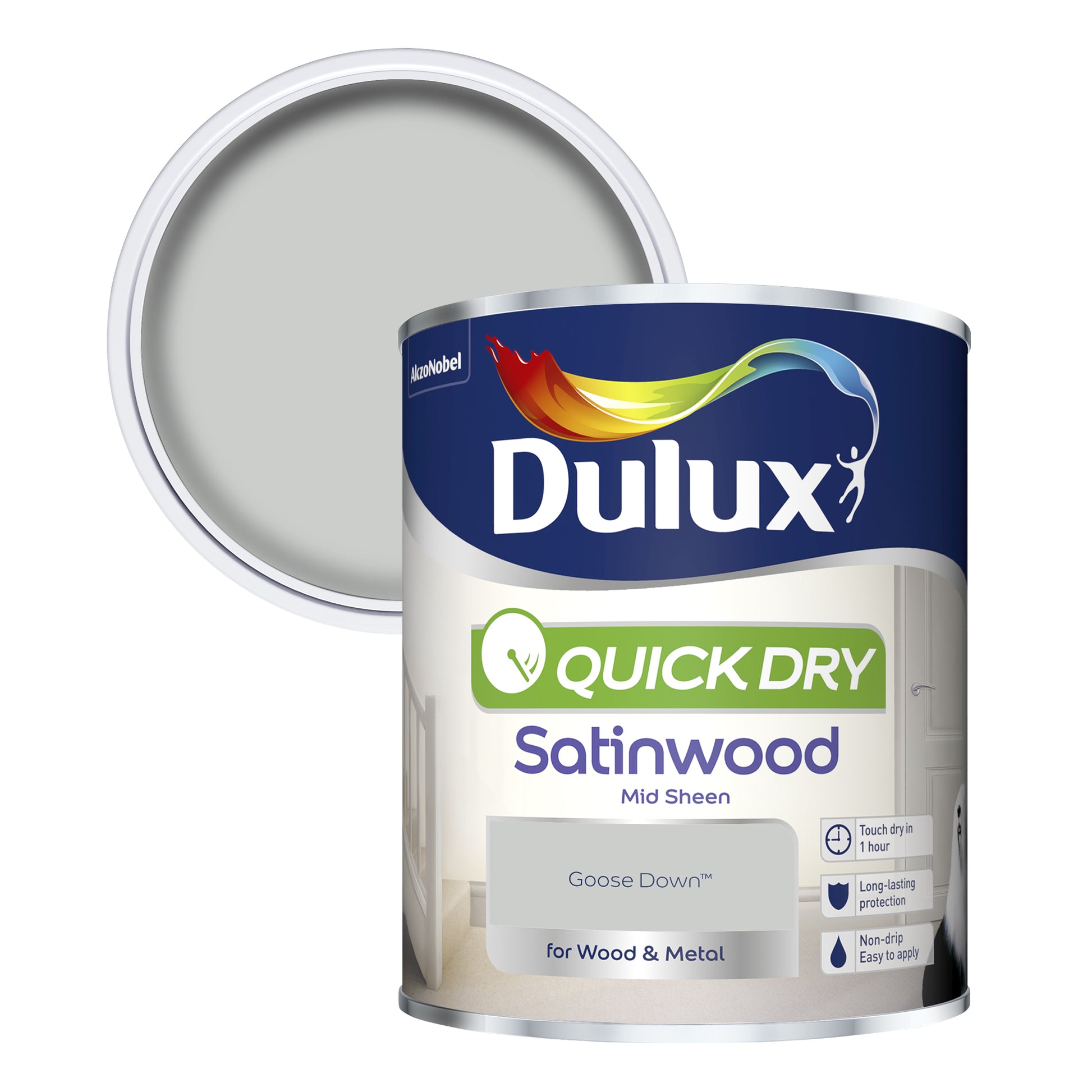 Dulux Quick Dry Satinwood Paint - Goose Down - 750ml