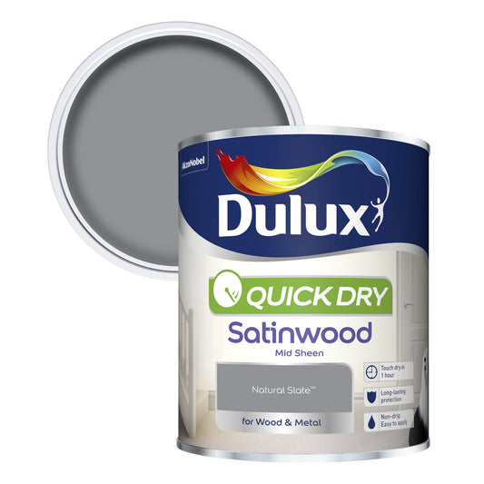 Dulux Quick Dry Satinwood Paint - Natural Slate - 750ml