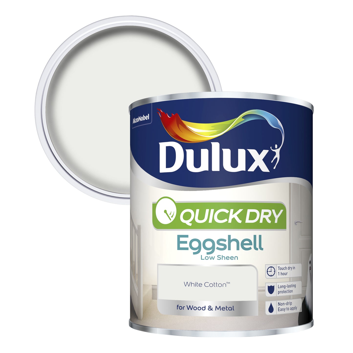 Dulux Quick Dry Eggshell Paint - White Cotton - 750ml