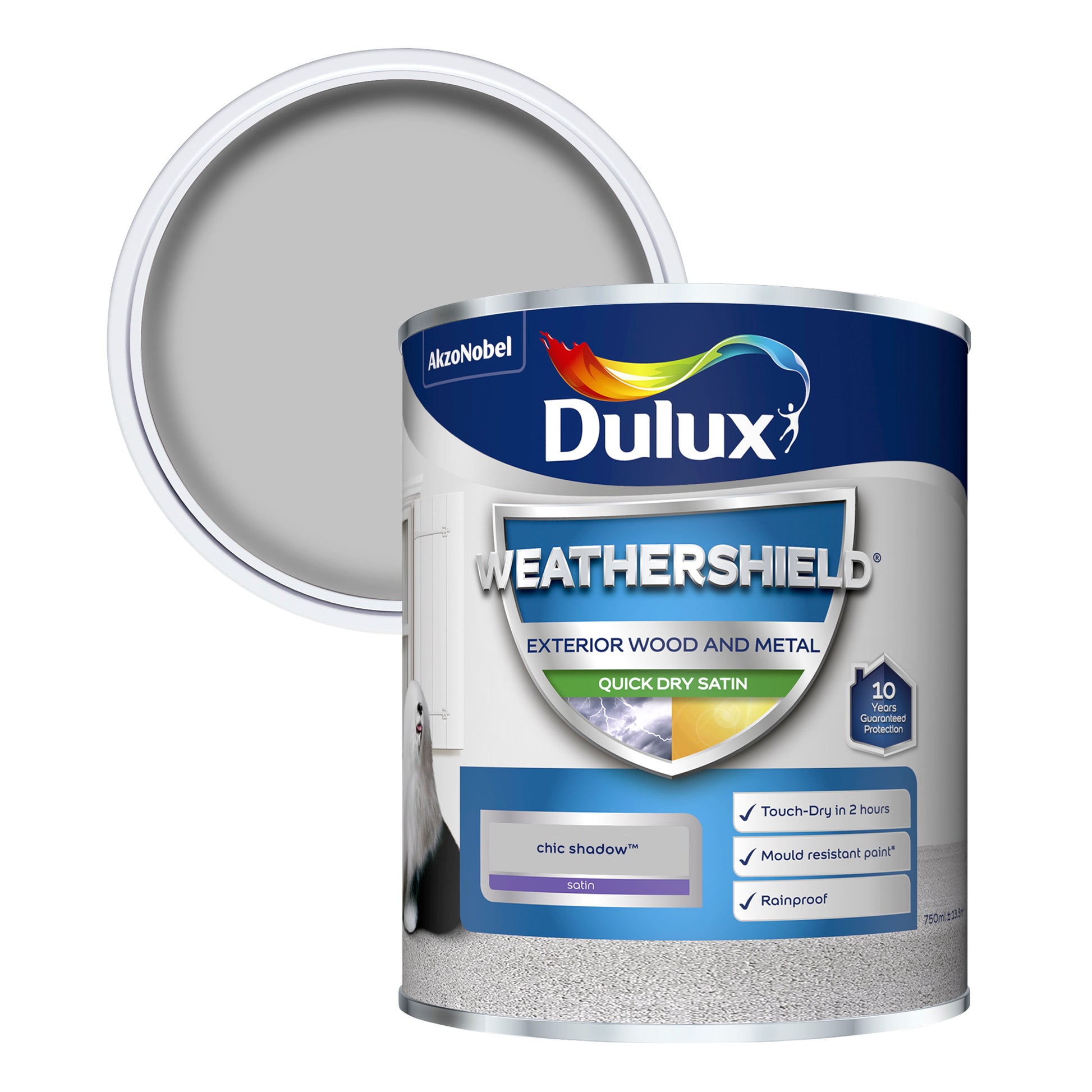 Dulux Weathershield Quick Dry Satin Paint - Chic Shadow - 750ml